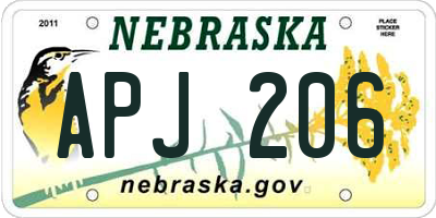 NE license plate APJ206