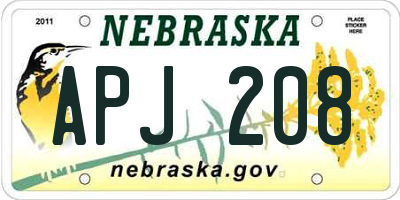 NE license plate APJ208
