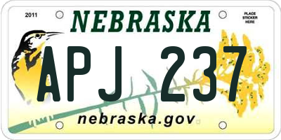 NE license plate APJ237