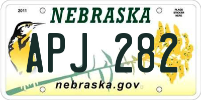 NE license plate APJ282