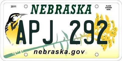 NE license plate APJ292