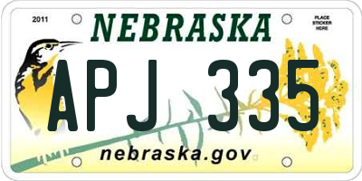 NE license plate APJ335