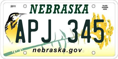 NE license plate APJ345