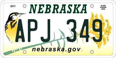NE license plate APJ349