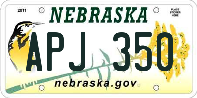 NE license plate APJ350