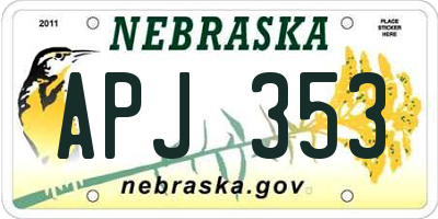NE license plate APJ353