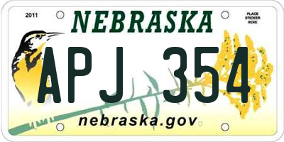 NE license plate APJ354