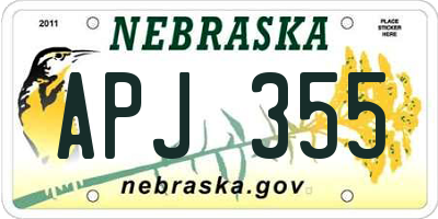 NE license plate APJ355