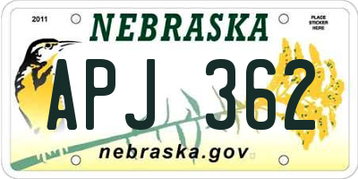 NE license plate APJ362