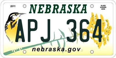 NE license plate APJ364