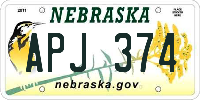 NE license plate APJ374
