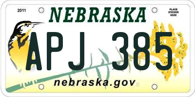 NE license plate APJ385