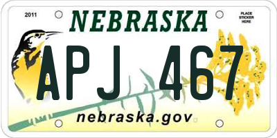 NE license plate APJ467