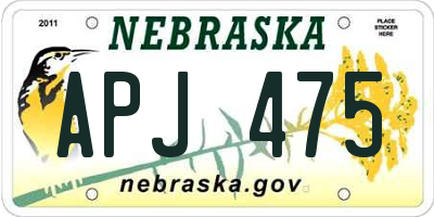 NE license plate APJ475