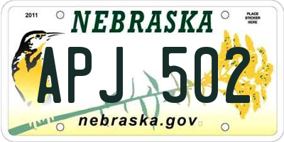 NE license plate APJ502