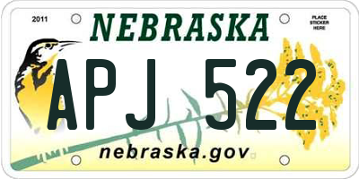 NE license plate APJ522