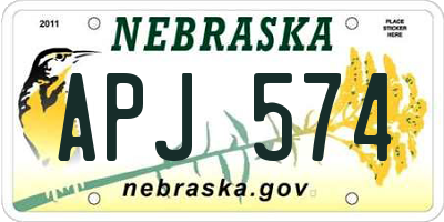 NE license plate APJ574