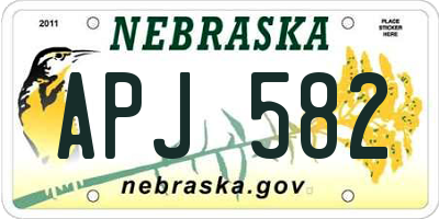 NE license plate APJ582