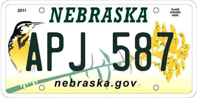 NE license plate APJ587