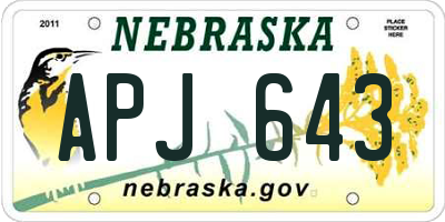 NE license plate APJ643