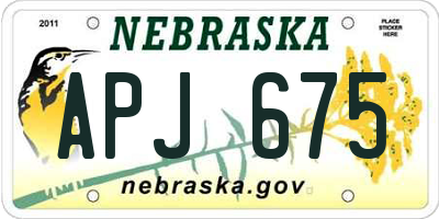 NE license plate APJ675