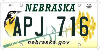 NE license plate APJ716