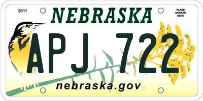 NE license plate APJ722