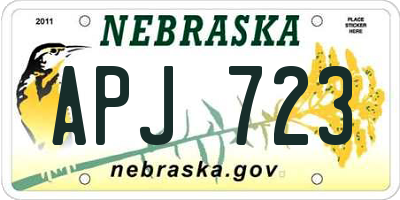 NE license plate APJ723