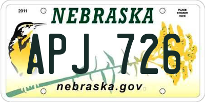 NE license plate APJ726