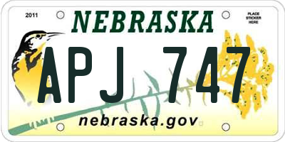 NE license plate APJ747