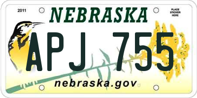 NE license plate APJ755