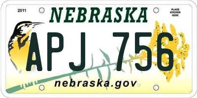 NE license plate APJ756