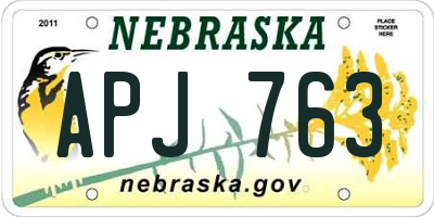 NE license plate APJ763