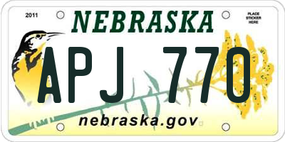 NE license plate APJ770