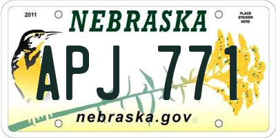 NE license plate APJ771