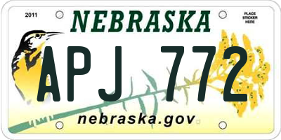 NE license plate APJ772