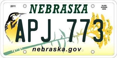 NE license plate APJ773