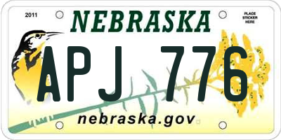 NE license plate APJ776