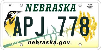 NE license plate APJ778