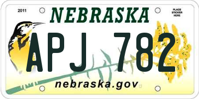 NE license plate APJ782