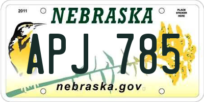 NE license plate APJ785