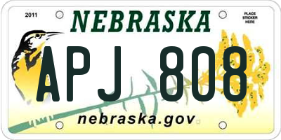 NE license plate APJ808