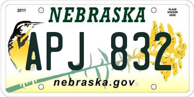 NE license plate APJ832