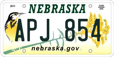 NE license plate APJ854