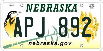 NE license plate APJ892