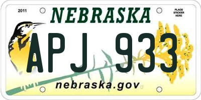 NE license plate APJ933