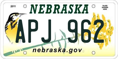 NE license plate APJ962