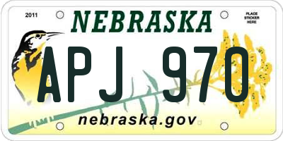 NE license plate APJ970