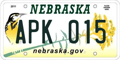 NE license plate APK015