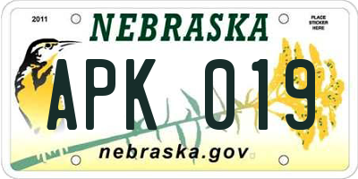 NE license plate APK019